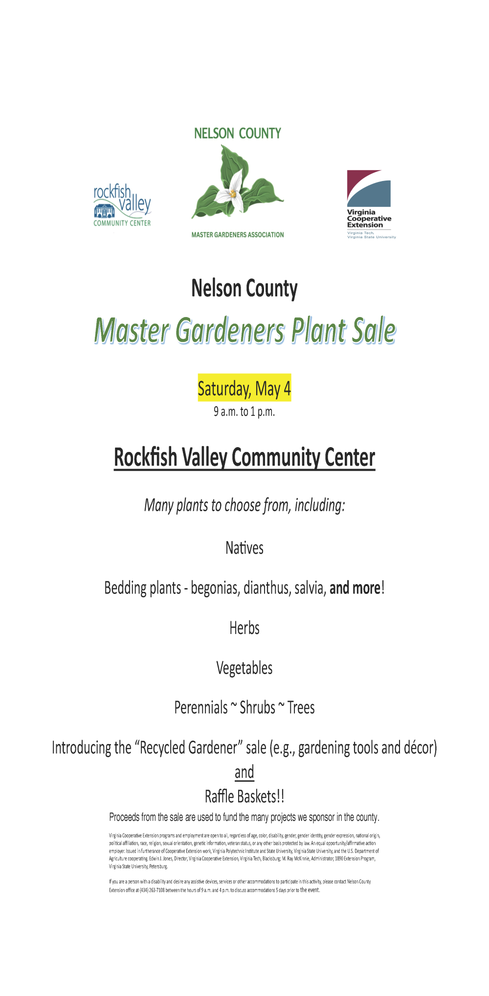 Nelson County Master Gardeners Plant Sale!
