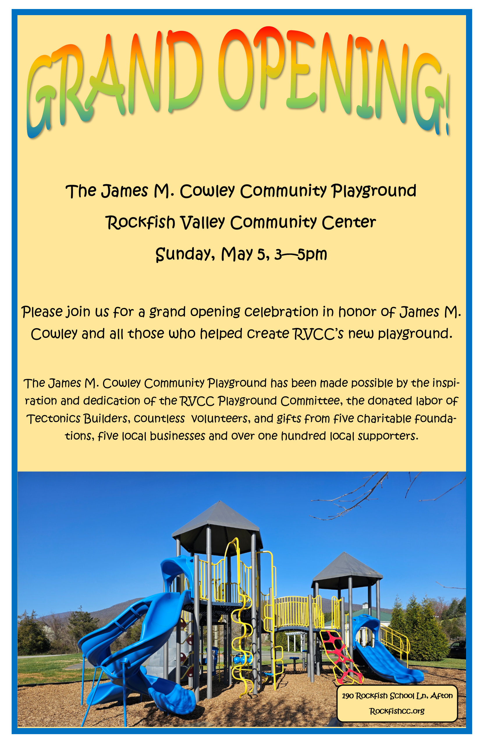 Grand Opening!  The James M. Cowley Community Playground