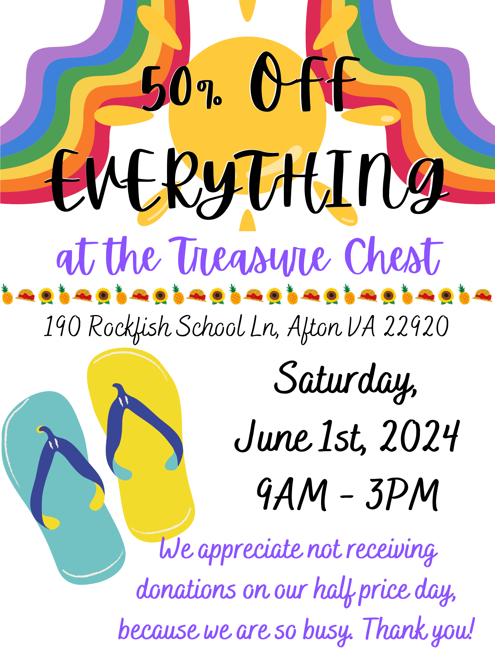 Half Off Everything at the Treasure Chest Sale!