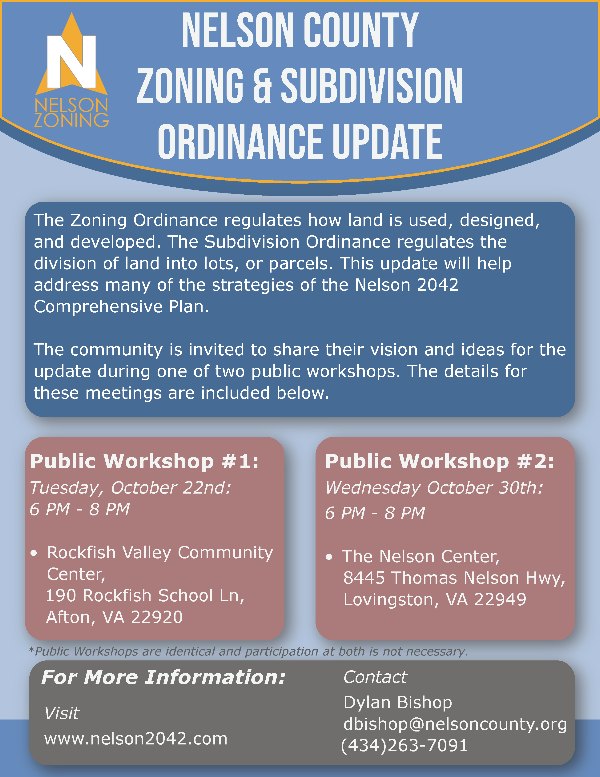 Public Workshop - Nelson County Zoning & Subdivision Update